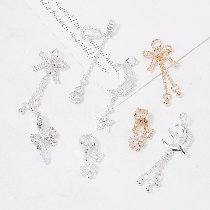 18K Gold-Plated Zircon Pendant Chain Spacer Beads