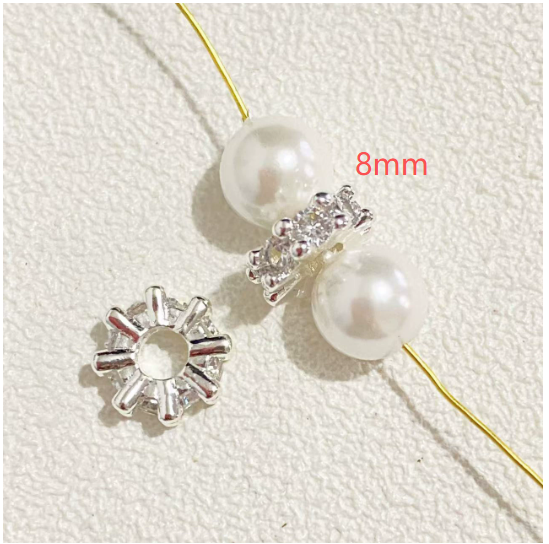 Color-preserving 14K gold micro-inlaid zircon flower setting, flower cap, and spacer