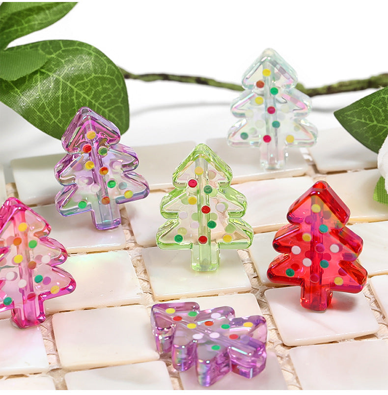 Christmas Acrylic Double-Sided Polka Dot Christmas Tree Bead DIY Accessories