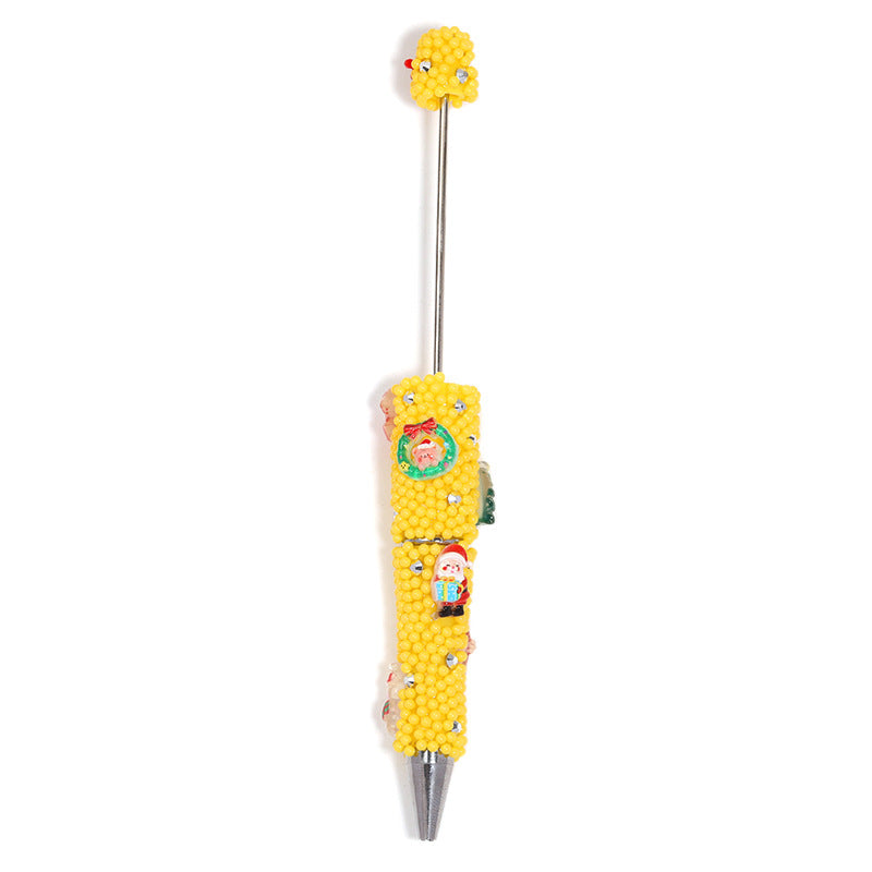 Christmas series round bead with hole glue flower string bead pen
