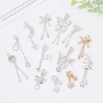 18K Gold-Plated Zircon Pendant Chain Spacer Beads