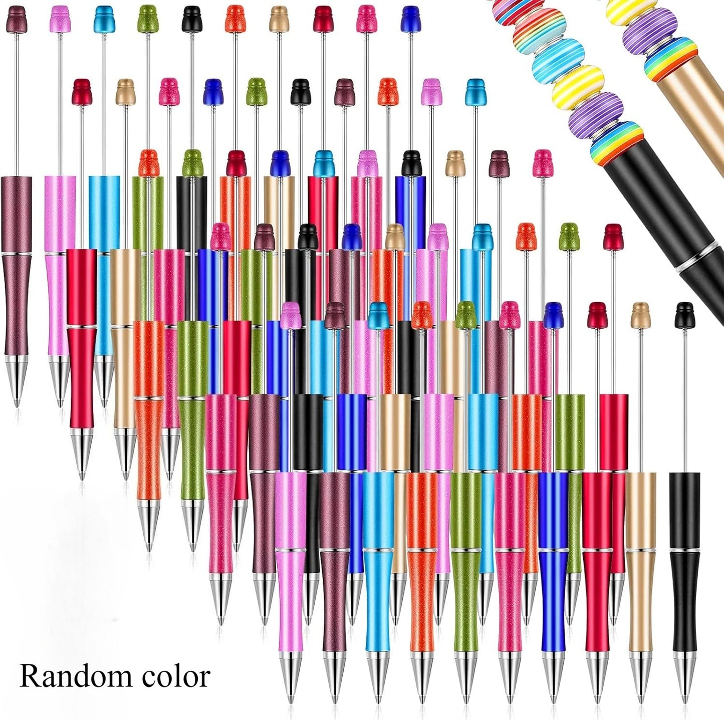 (Solid color blend) Smooth surface colored plastic black ink creative DIY bead pen