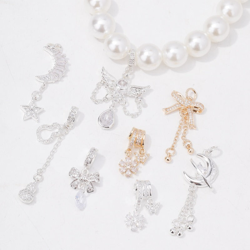 18K Gold-Plated Zircon Pendant Chain Spacer Beads