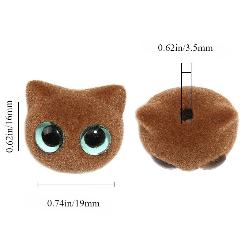 Flocked Big-Eyed Kitten Bead Charm