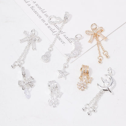 18K Gold-Plated Zircon Pendant Chain Spacer Beads