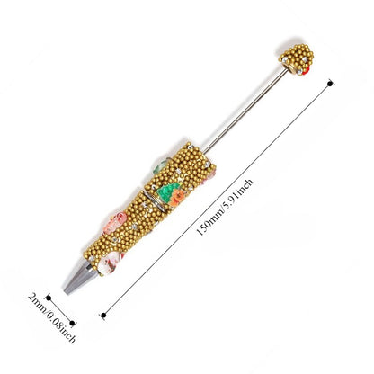 Christmas series round bead with hole glue flower string bead pen