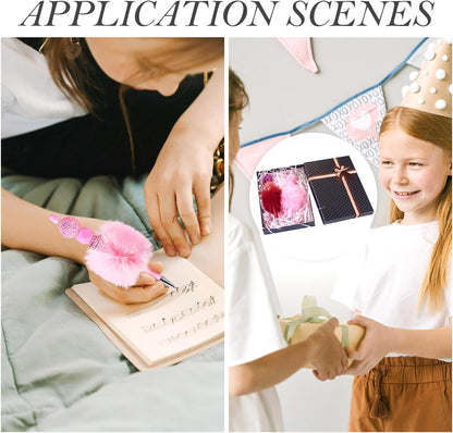 Beadthoven 10pcs Fluffy Beadable Pens, Cute Plush Ball Beaded Pens DIY Plastic Bead Pen Funny Pom Pom Pens Shaft Black Ink Ballpoint Pens for DIY Pens Decorations Supplies Gift Office School Pink