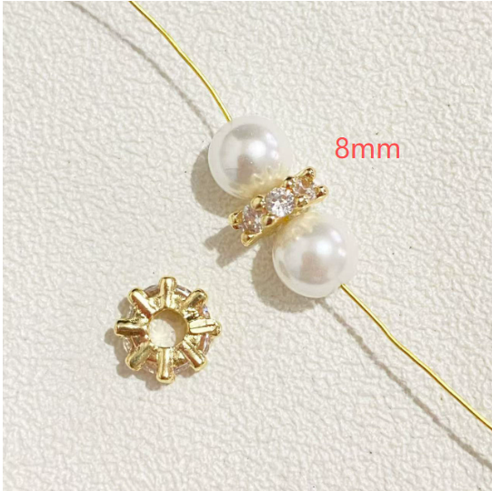 Color-preserving 14K gold micro-inlaid zircon flower setting, flower cap, and spacer