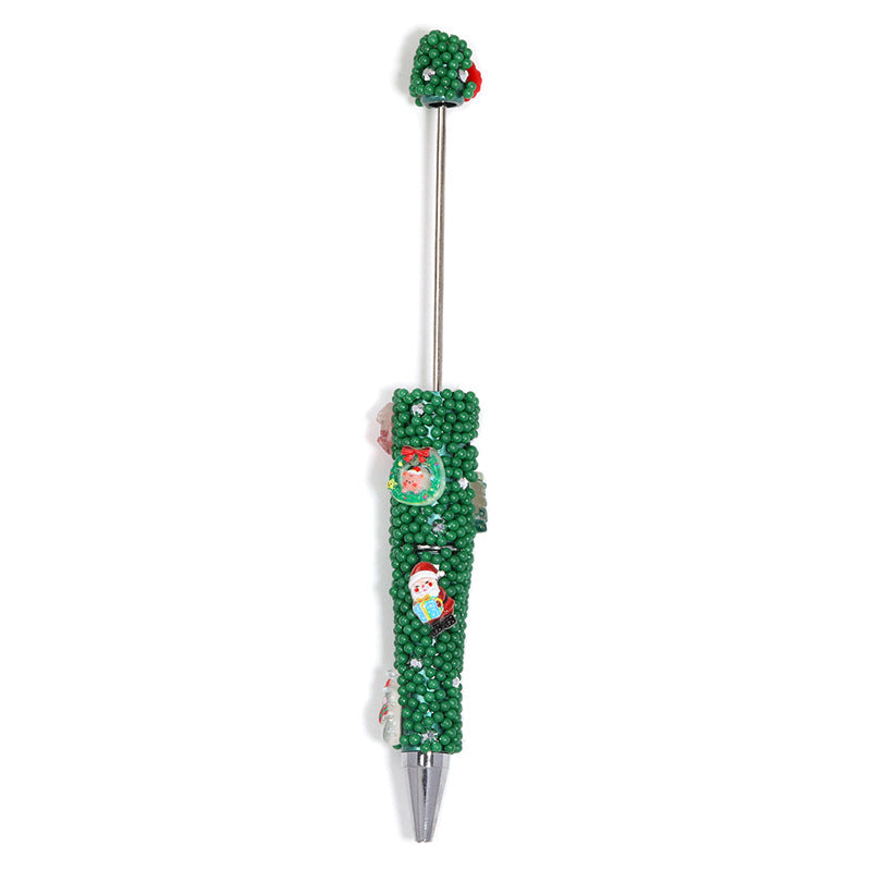 Christmas series round bead with hole glue flower string bead pen