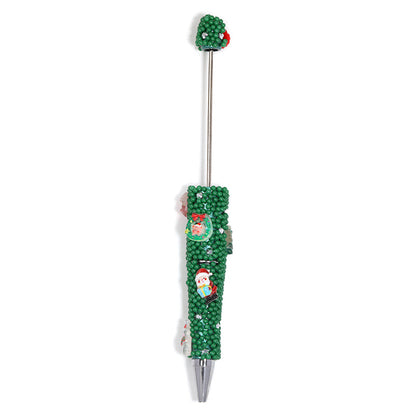Christmas series round bead with hole glue flower string bead pen