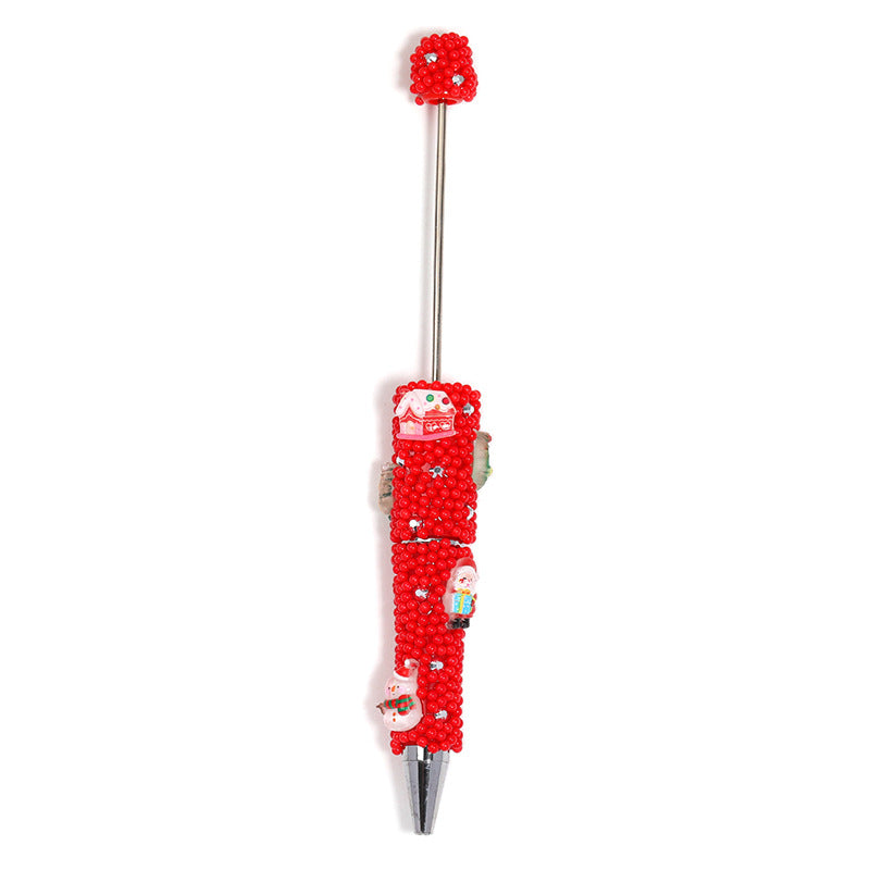 Christmas series round bead with hole glue flower string bead pen