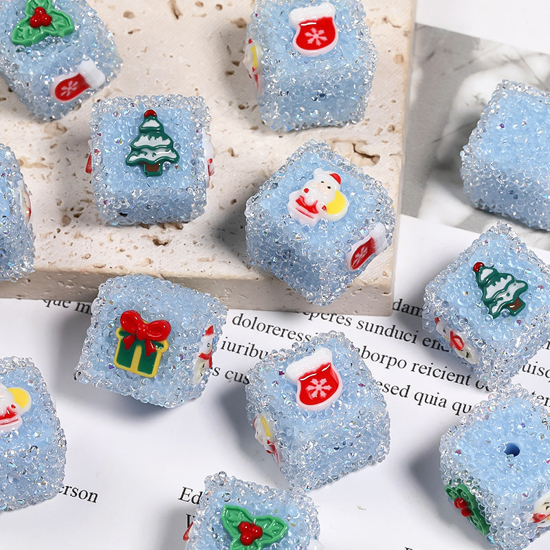 Christmas DIY accessories rhinestone sugar beads square beads DIY components loose beads