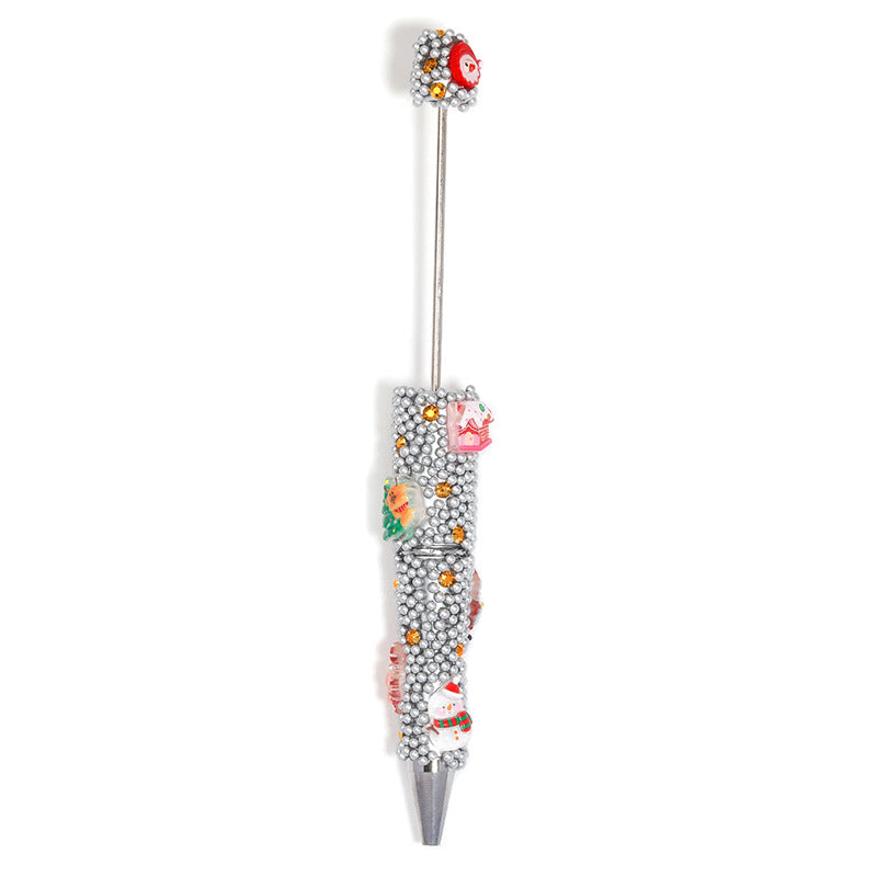 Christmas series round bead with hole glue flower string bead pen