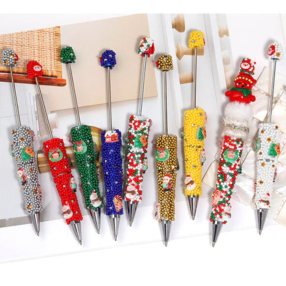 Christmas series round bead with hole glue flower string bead pen