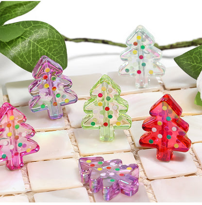 Christmas Acrylic Double-Sided Polka Dot Christmas Tree Bead DIY Accessories