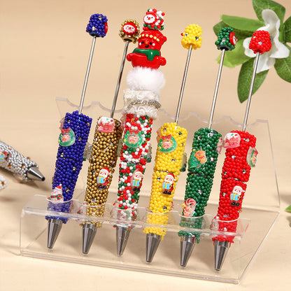 Christmas series round bead with hole glue flower string bead pen
