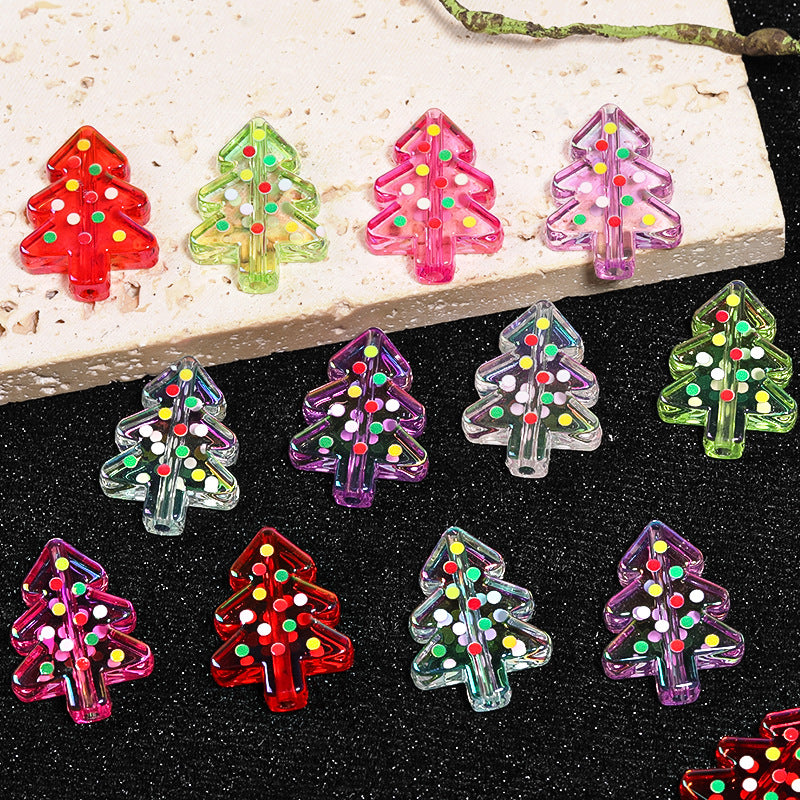 Christmas Acrylic Double-Sided Polka Dot Christmas Tree Bead DIY Accessories