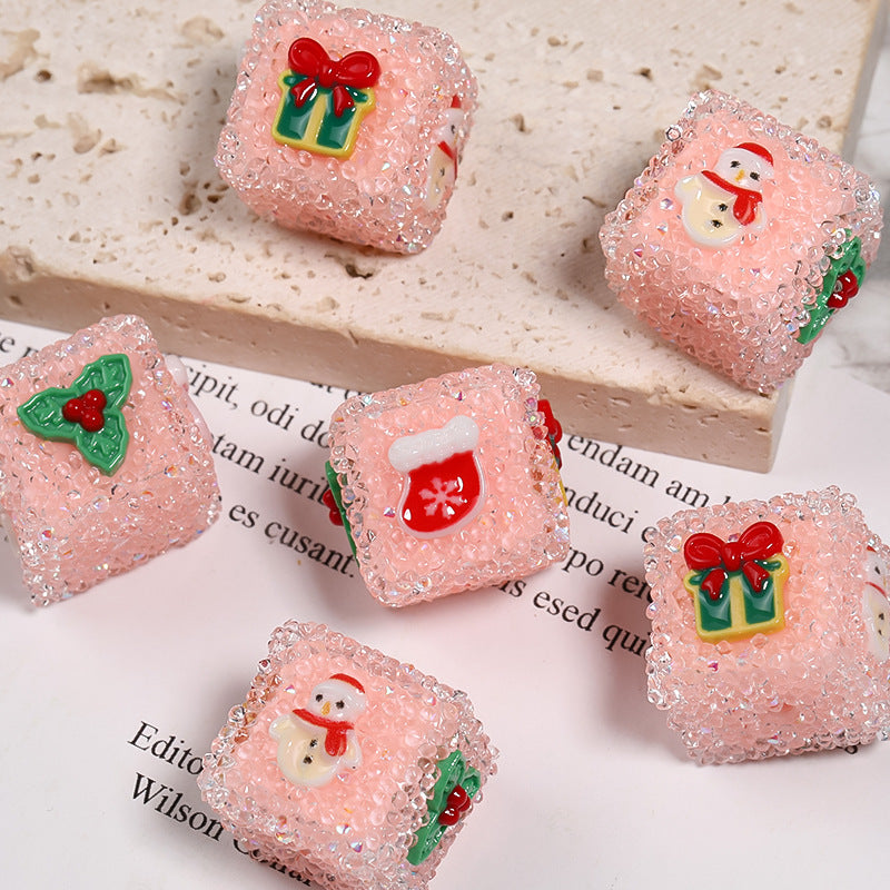 Christmas DIY accessories rhinestone sugar beads square beads DIY components loose beads
