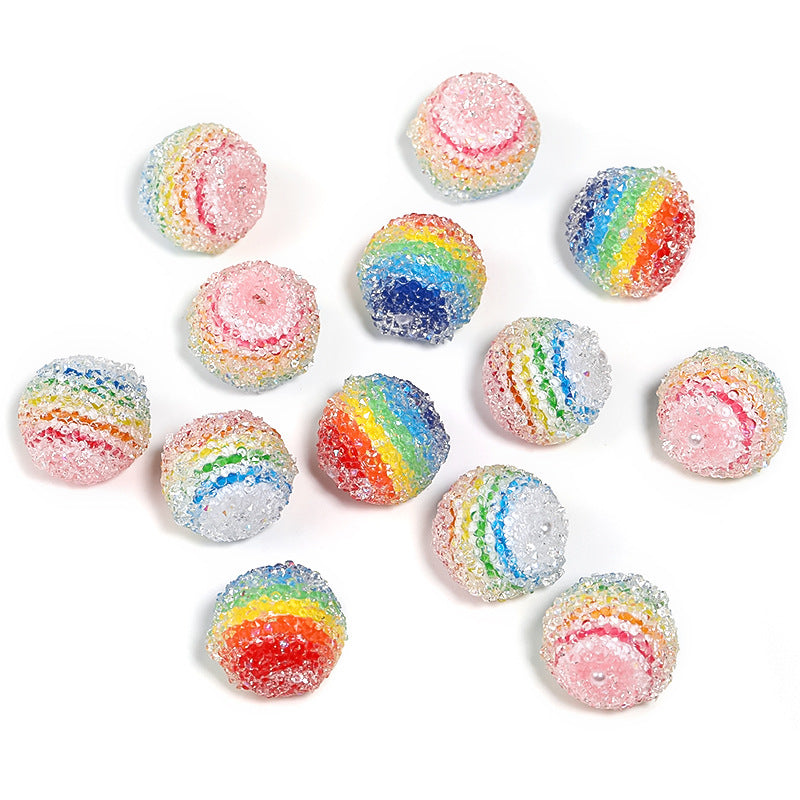 Rainbow striped sugar sparkling rhinestone heavy-duty DIY beading