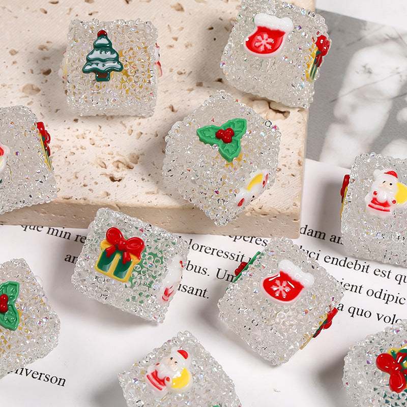 Christmas DIY accessories rhinestone sugar beads square beads DIY components loose beads