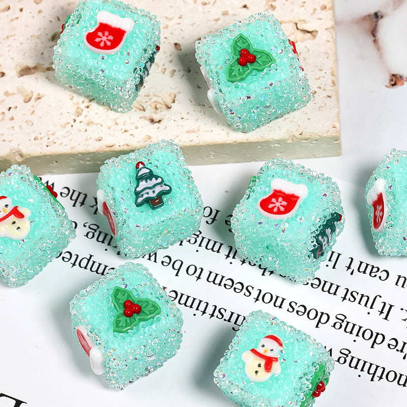 Christmas DIY accessories rhinestone sugar beads square beads DIY components loose beads