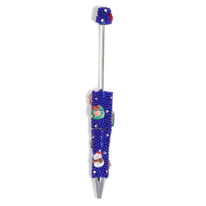 Christmas series round bead with hole glue flower string bead pen