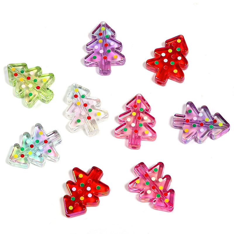 Christmas Acrylic Double-Sided Polka Dot Christmas Tree Bead DIY Accessories