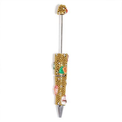 Christmas series round bead with hole glue flower string bead pen