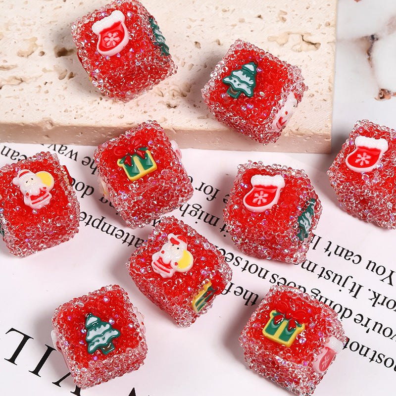 Christmas DIY accessories rhinestone sugar beads square beads DIY components loose beads