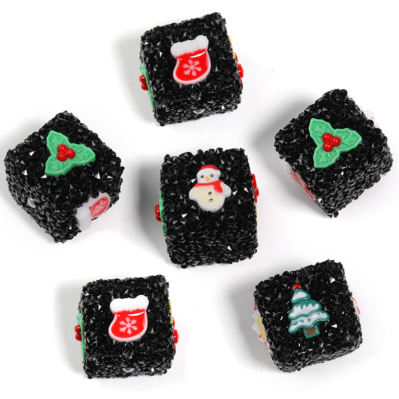 Christmas DIY accessories rhinestone sugar beads square beads DIY components loose beads
