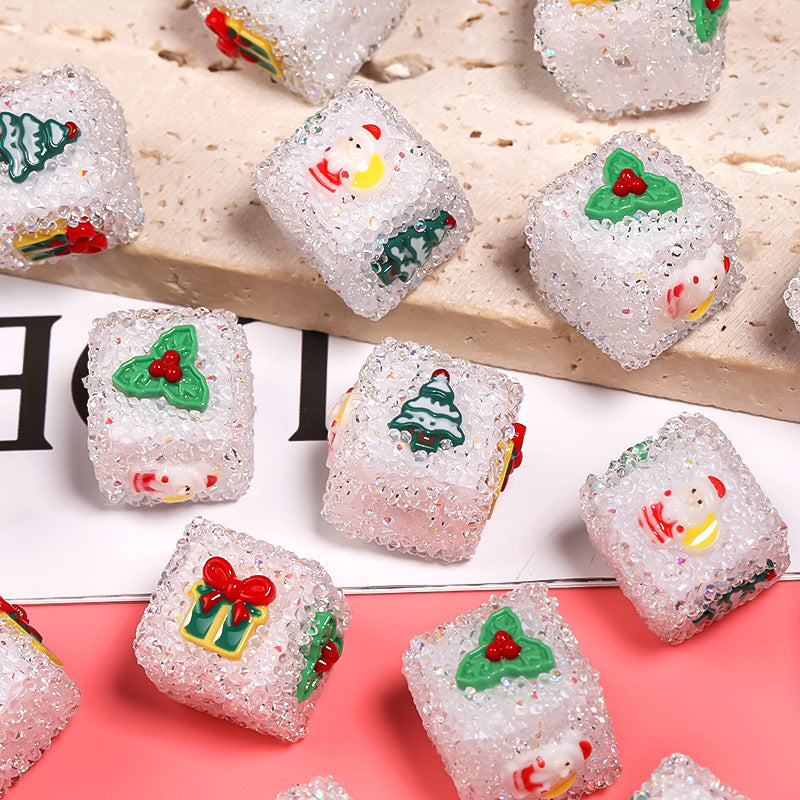 Christmas DIY accessories rhinestone sugar beads square beads DIY components loose beads