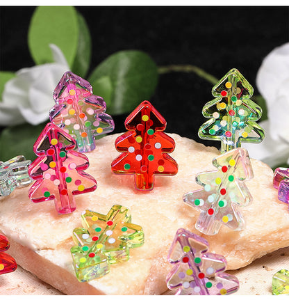 Christmas Acrylic Double-Sided Polka Dot Christmas Tree Bead DIY Accessories