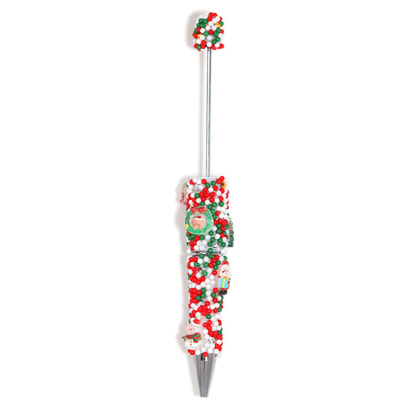 Christmas series round bead with hole glue flower string bead pen