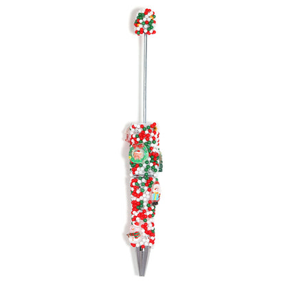 Christmas series round bead with hole glue flower string bead pen