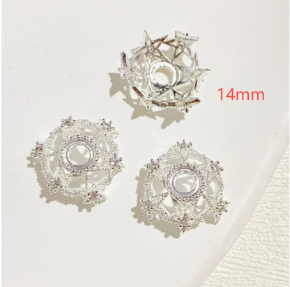 Color-preserving 14K gold micro-inlaid zircon flower setting, flower cap, and spacer